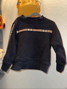 Burberry Black Kids Sweatshirt with Signature Check Trim